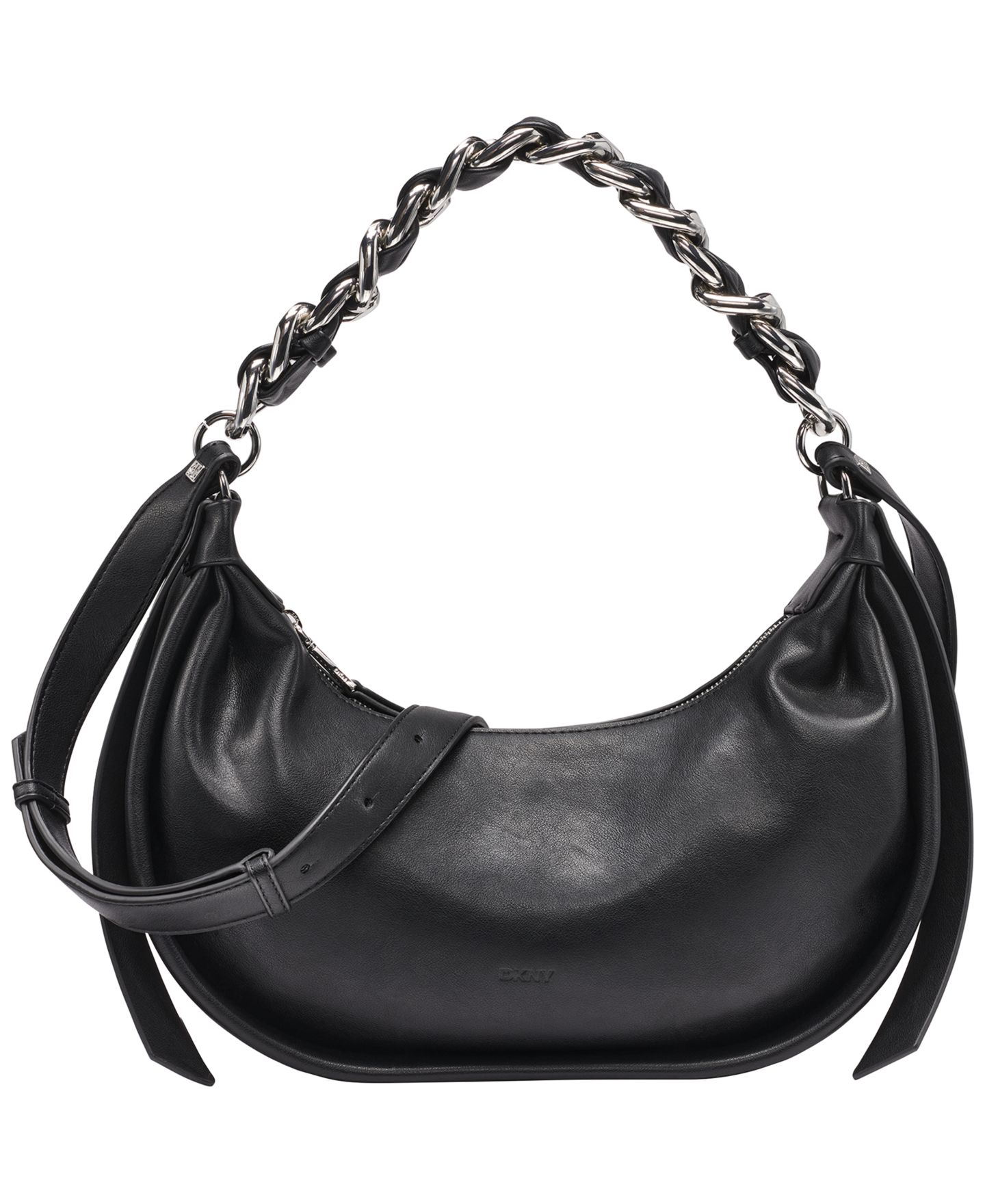 Женская сумка DKNY Fiona Small Hobo, цвет: Чёрный / Серебряный — фото 1