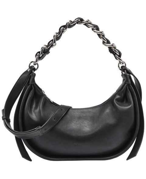 Женская сумка DKNY Fiona Small Hobo, цвет: Чёрный / Серебряный
