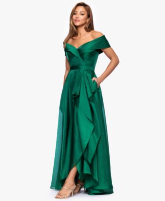 Women's Sweetheart Neck Off-The-Shoulder Ruffle Long Dress