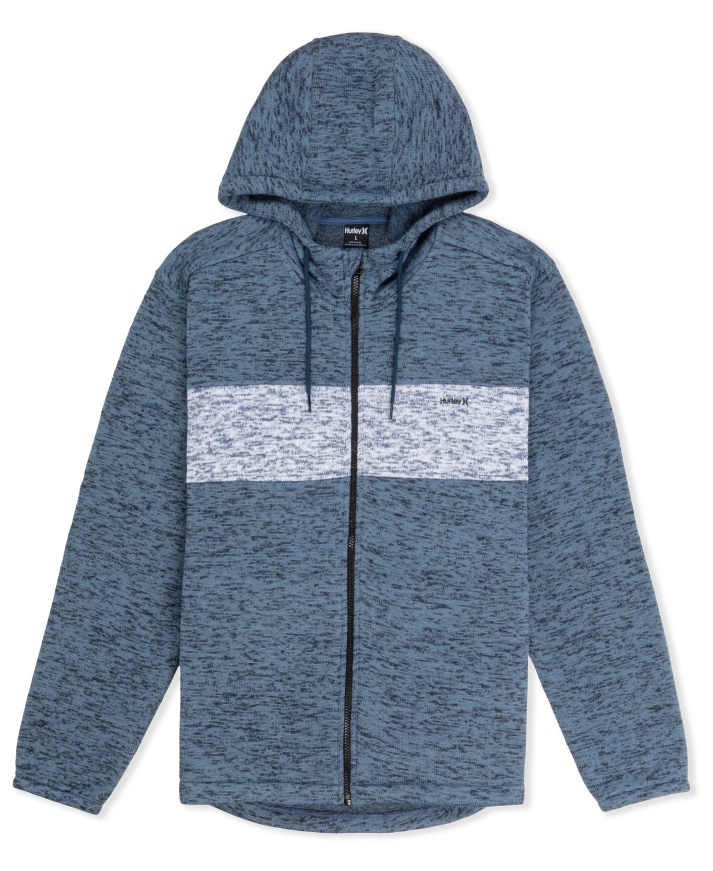 Мужское худи Hurley Saddleback Full-Zip, цвет: Меланжевый синий — фото 4