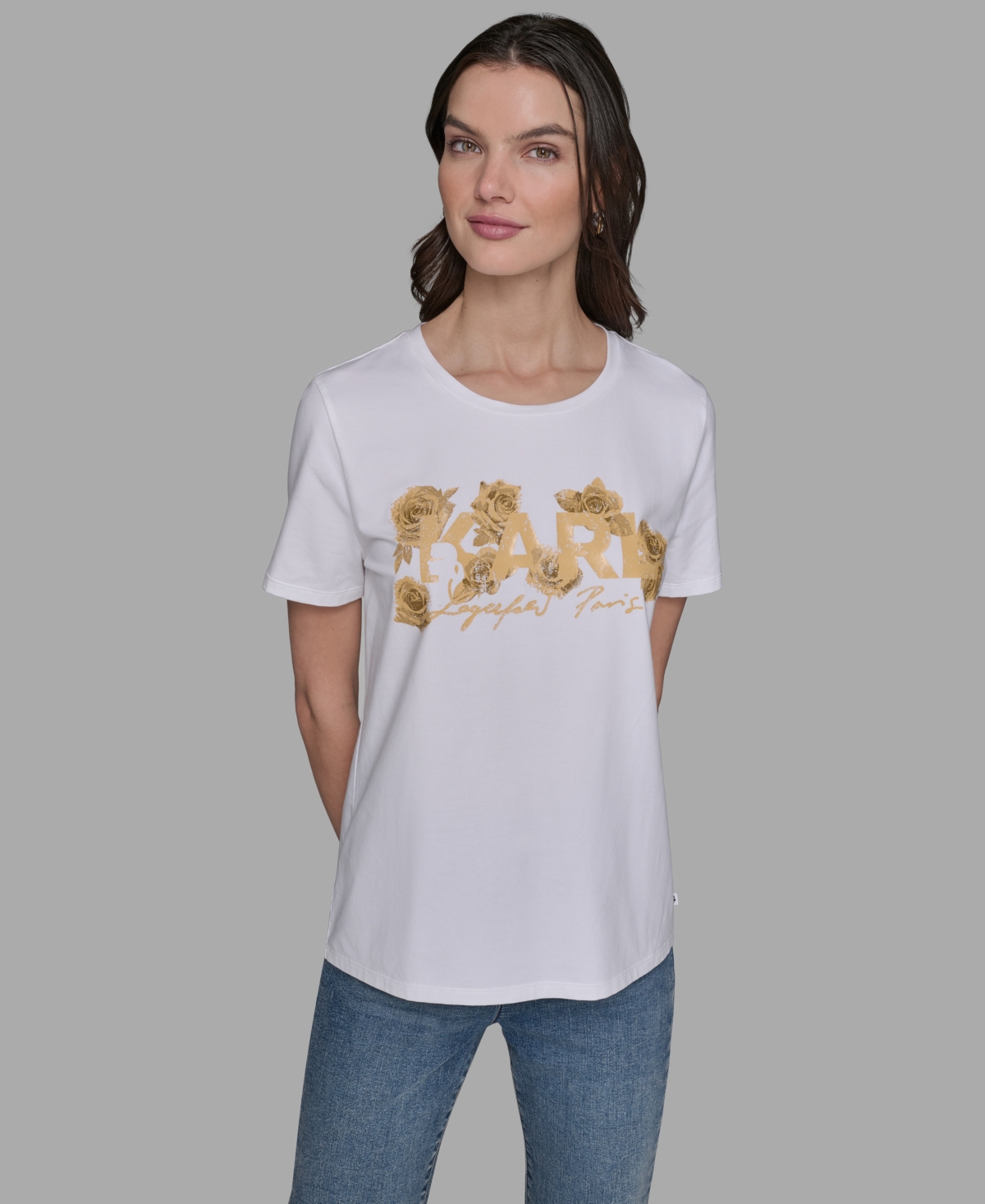 Karl Lagerfeld Women's Floral Short-sleeve T-shirt In White