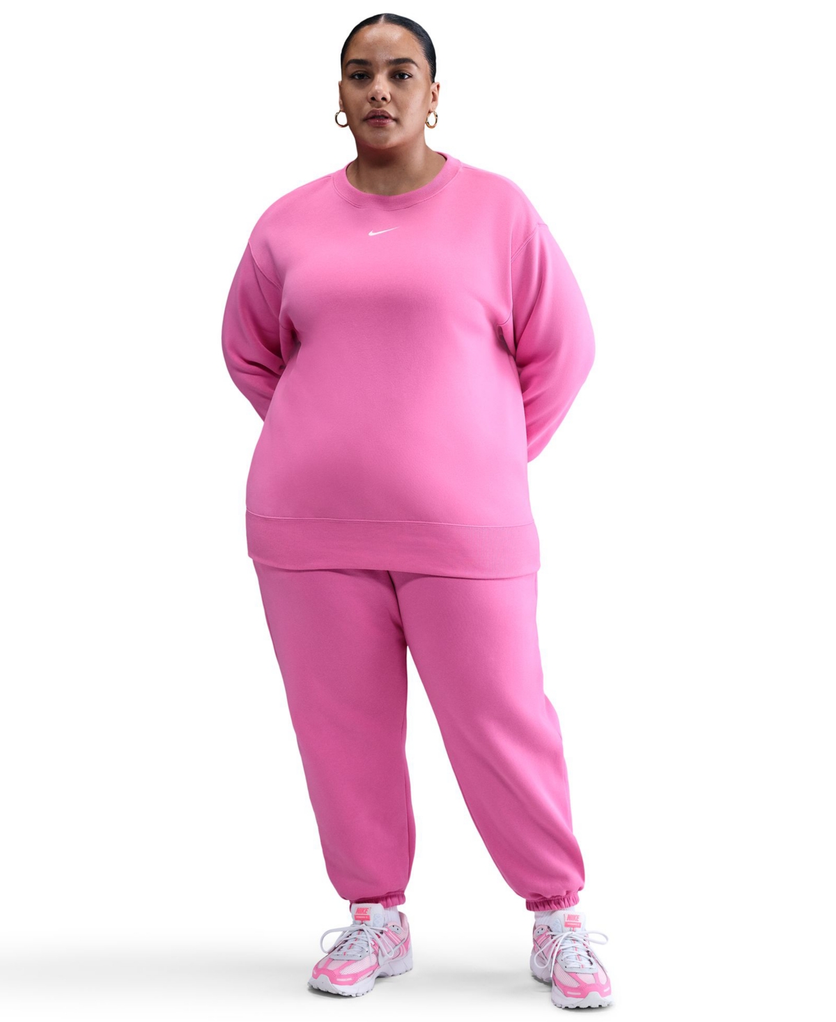 Nike Women's  Sportswear Phoenix Fleece Oversized Crew-neck Sweatshirt (plus Size) In Pink