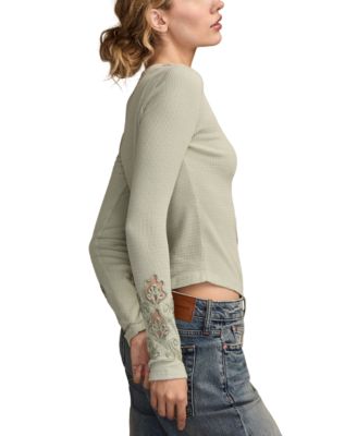 Women's Cutwork Notch Neck Top