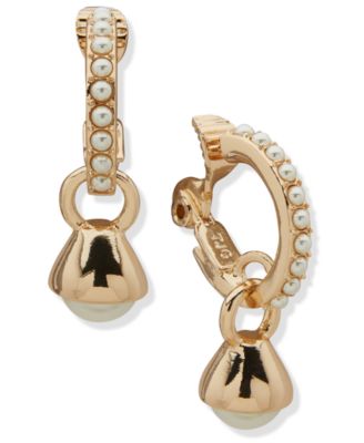 Anne Klein - Glass Acrylic Imitation Pearl Huggie Earrings