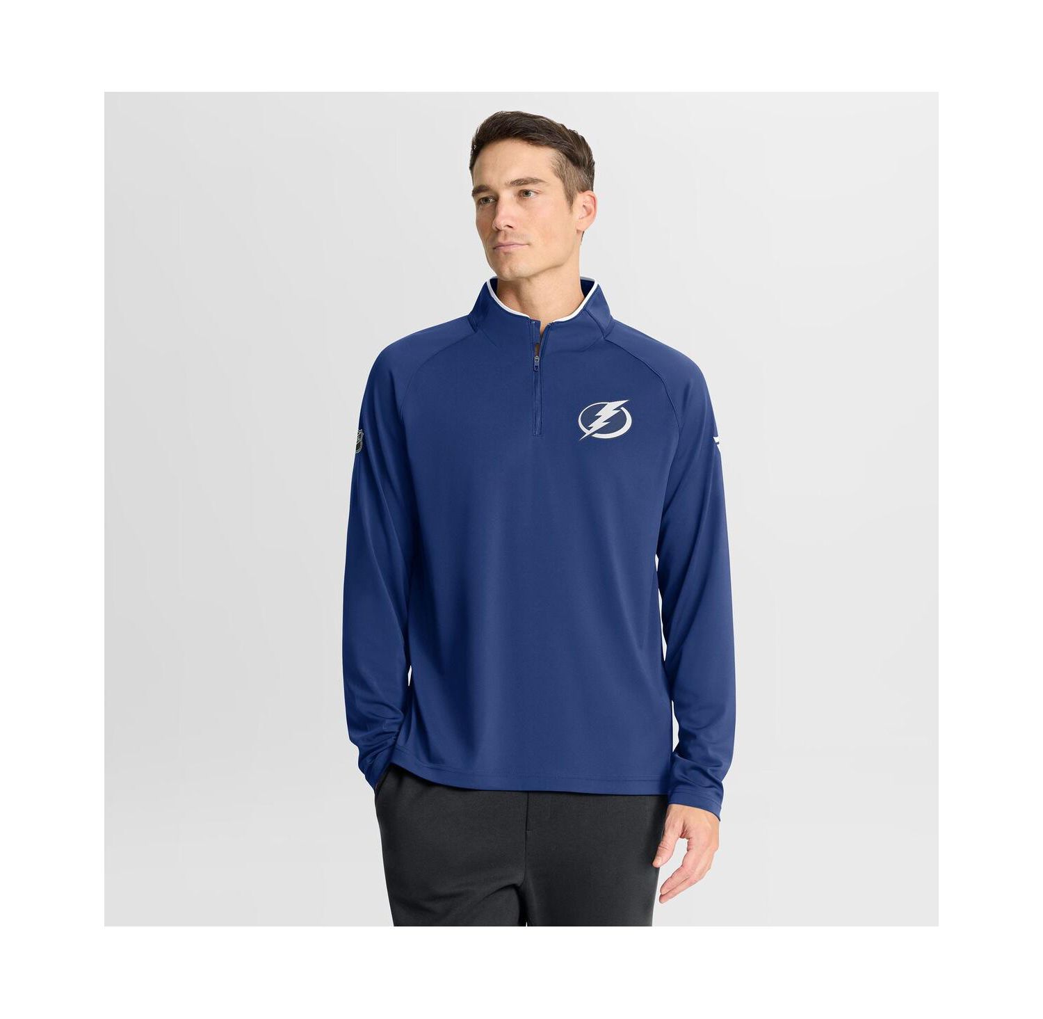 Men's Blue Tampa Bay Lightning Authentic Pro Rink Training Quarter-Zip Pullover Hoodie