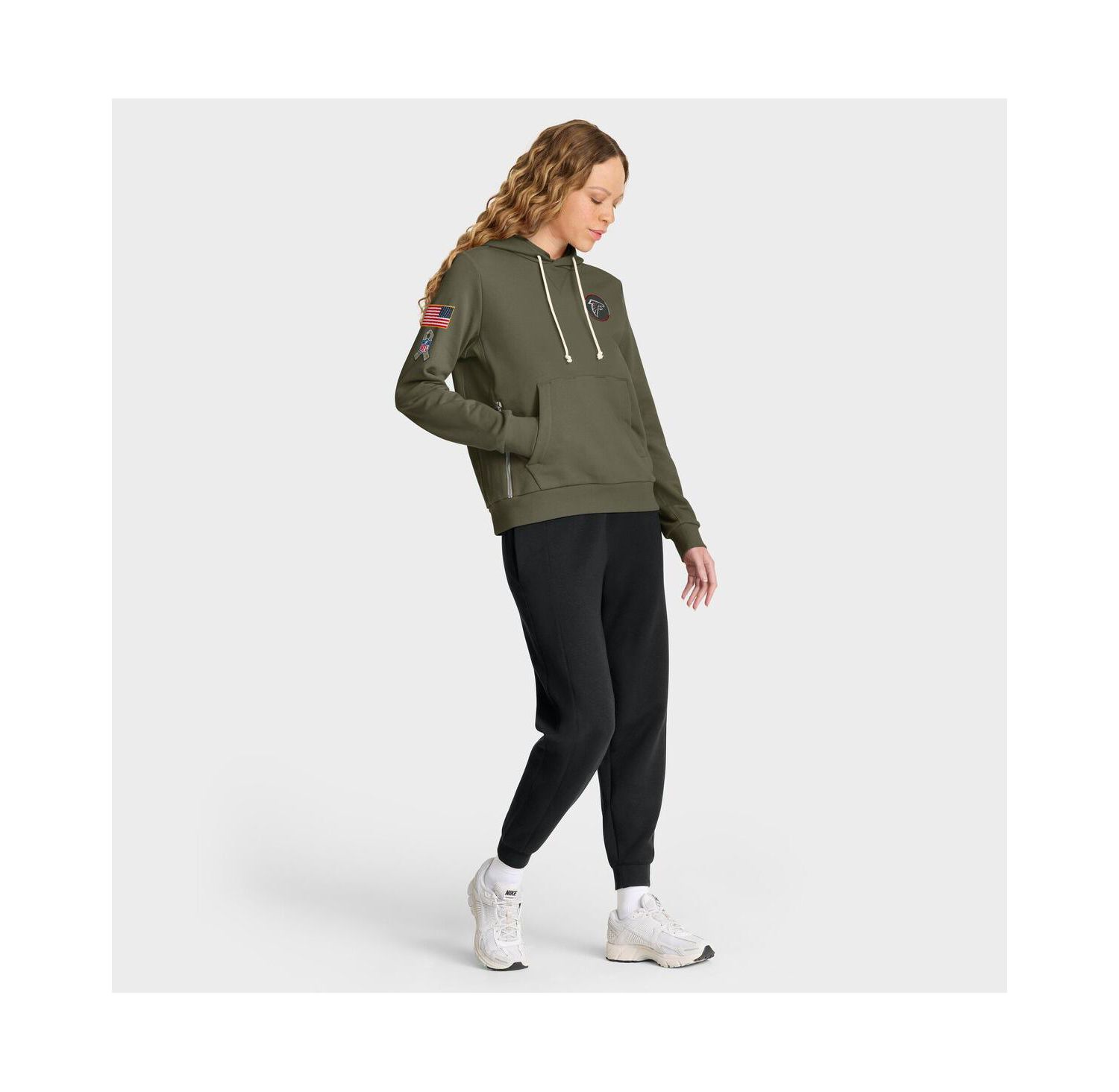 Women's Olive Atlanta Falcons 2025 Salute to Service Sideline Standard Issue Dri-FIT Hoodie