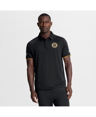 Men's Black Boston Bruins Authentic Pro Rink Raglan Polo Shirt