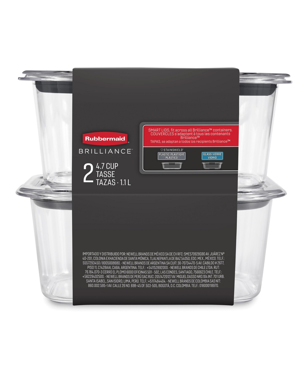 Rubbermaid Brilliance 4.7-cup Food Storage Container, 2-pack In Transparent