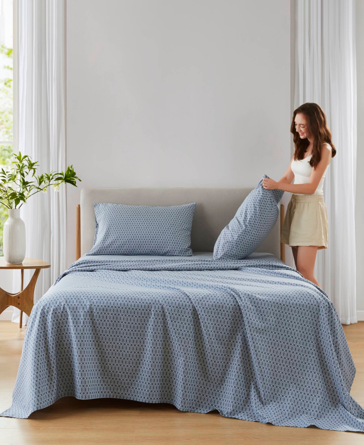 510 Design Super 144-thread Count Cotton 4-pc. Sheet Set, Full In Blue