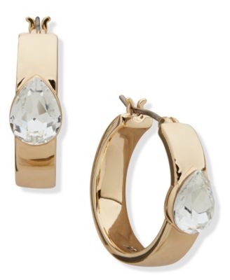 DKNY - Crystal Pear Stone Hoop Earrings