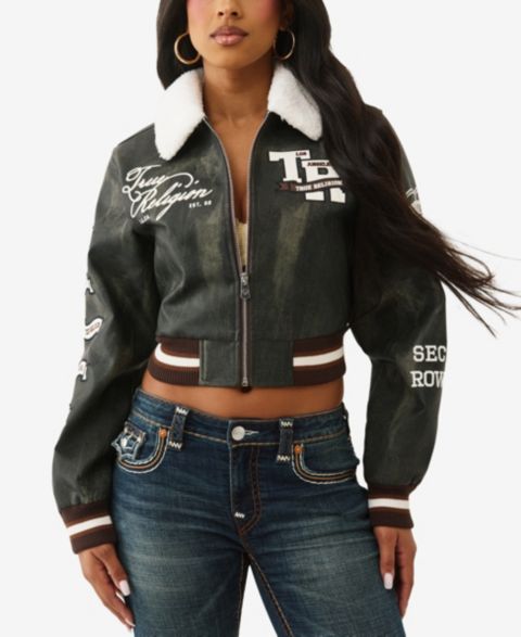Женские куртки True Religion Sherpa Collared Aviator Jacket