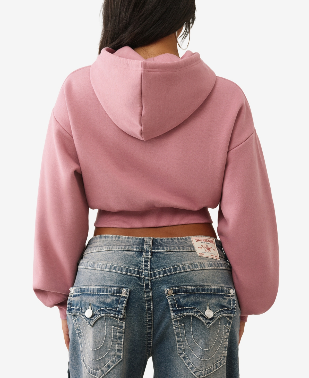 True Religion Women's Crystal Cropped Pullover Hoodie In Pink