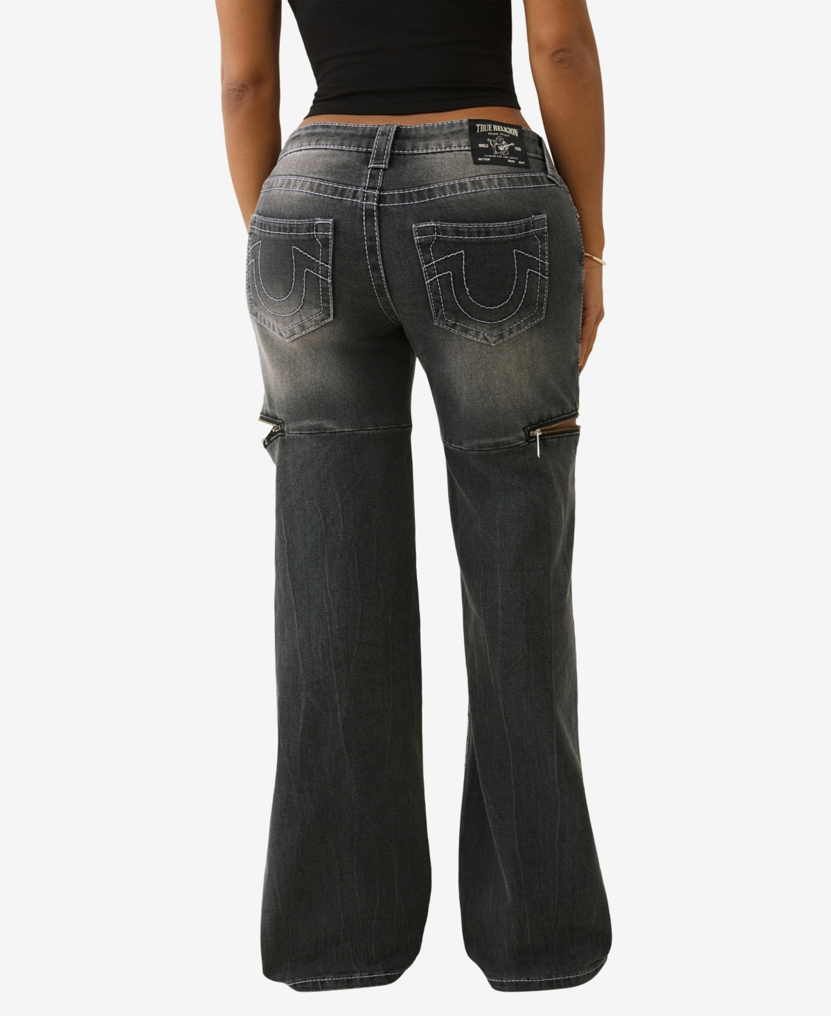 True Religion Women's Bobbi Low Rise Baggy Big T Jeans In Black