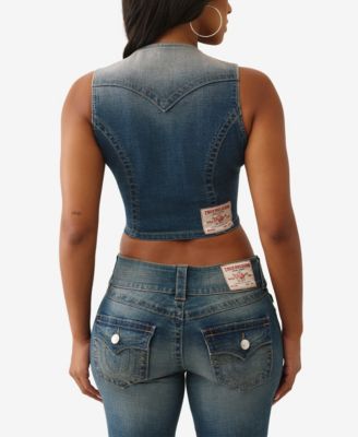 Women's Faded Wash Denim Vest