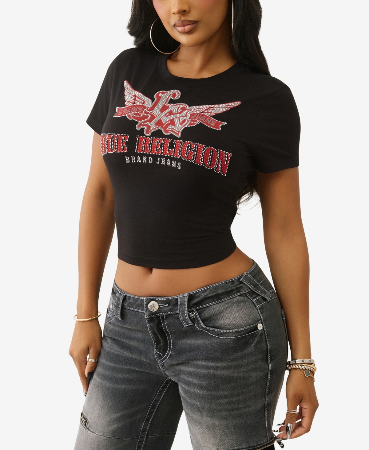 True Religion Women's Wing Crystal Baby T-Shirt