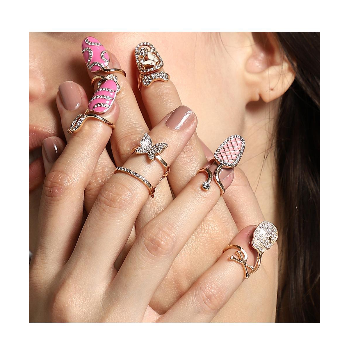 Sohi Women's The Belle Nail Rings - California Gold (Set Of 6)