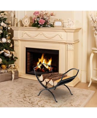 19 Inch Folding Fireplace Log Rack with Convenient Handle