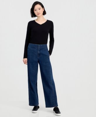 Petite High-Rise Wide-Leg Jeans