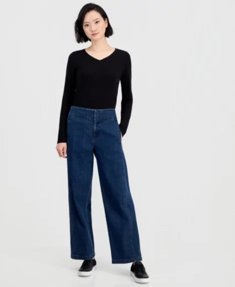 Petite High-Rise Wide-Leg Jeans - Medium Indigo