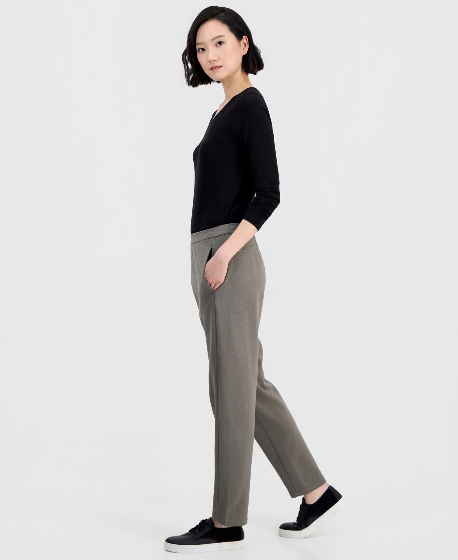 Women's Garment-Dyed Slouchy Terry Ankle Pants, Regular And Plus Size