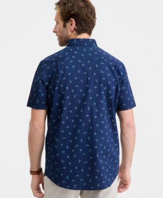 Men's Birds in Sky Poplin Short-Sleeve Shirt