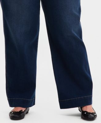 Plus Size Pull-On Shaping High-Rise Wide-Leg Jeans, Macy's Exclusive