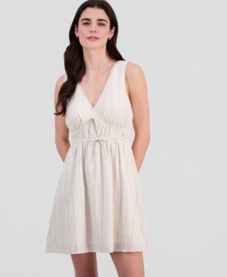 Juniors' Striped Picot-Trim Mini Dress