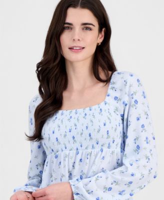 Juniors' Floral Tiered Babydoll Top 