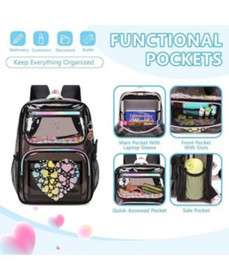 Clear Backpack for School Girls, Heavy Duty TPU Transparent Backpack Stadium Events Approved, Clear Bookbag