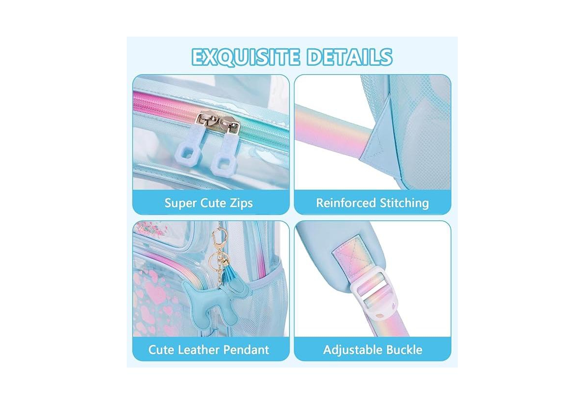 Batfox Clear Backpack for School Girls, Heavy Duty Tpu Transparent Backpack Stadium Events Approved, Clear Bookbag