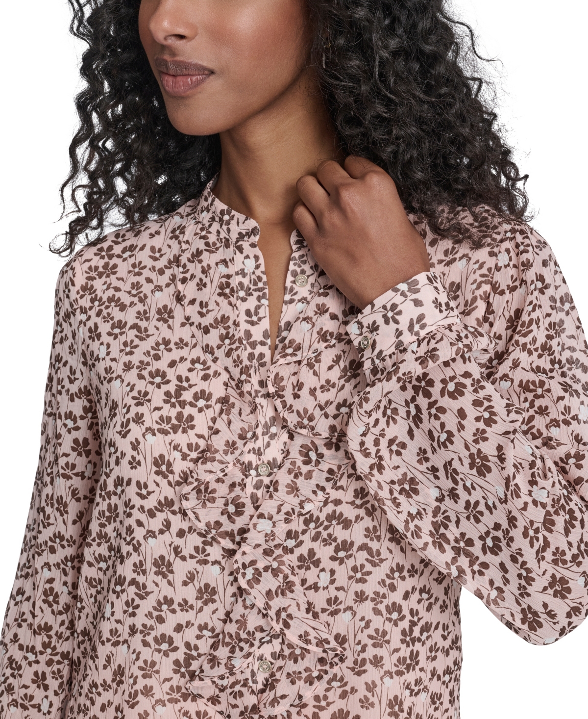 Tommy Hilfiger Women's Blossom Floral Ruffle Placket Top In Multi