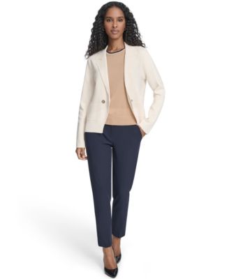 Women's Double Breasted Peak Lapel Sweater Jacket