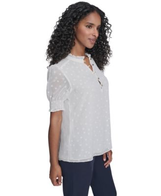 Women's Clip Dot Ruffle Popover Top