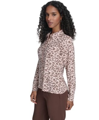 Women's Blossom Floral Knit Button Up Top