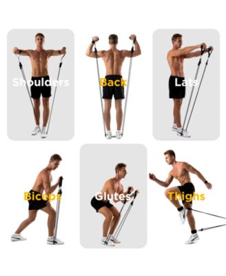 Resistance Exercise Bands Set Up to 150lb with Door Anchor and Handles Black