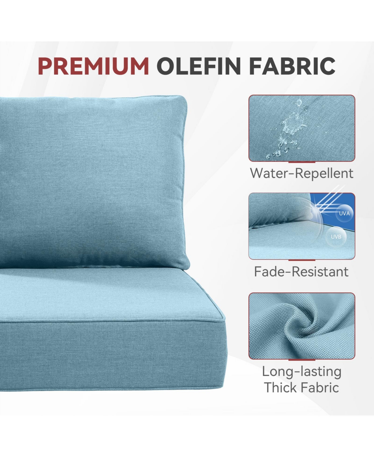 Gymojoy PlushCore 24 in. x 6 Olefin 4-Piece Deep Seating Outdoor Lounge Chair Sofa Cushion