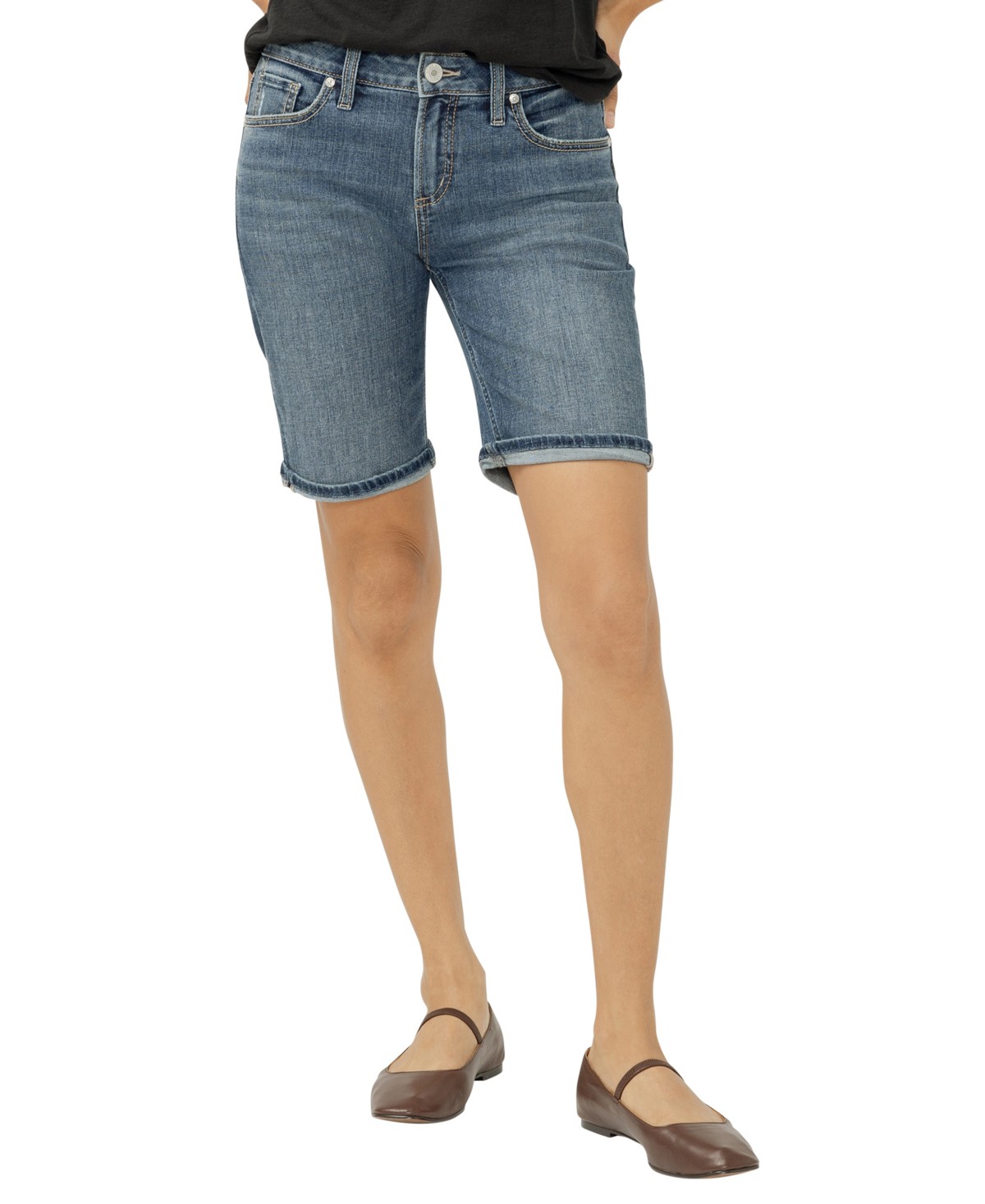 Женские Silver Jeans Co. Women's Suki Mid Rise Curvy Fit Bermuda Shorts — фото 1