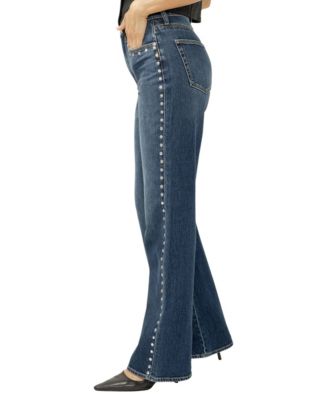 Women's Highly Desirable High Rise Studded Trouser Leg Jeans