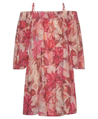 Women's flowy off the shoulder patterned dress