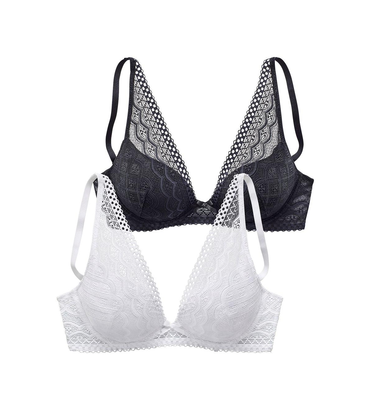 Lascana Women's 2 Pack Lace Push Up Bras