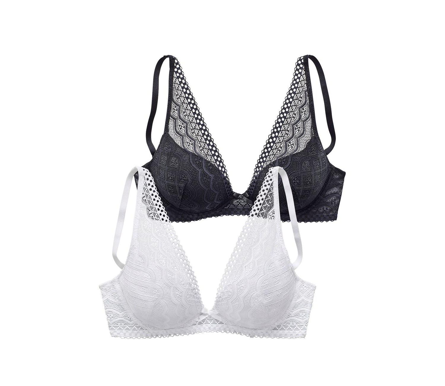 Women's 2-Pack Lace Underwire Push-Up Padded Push-Up Bra