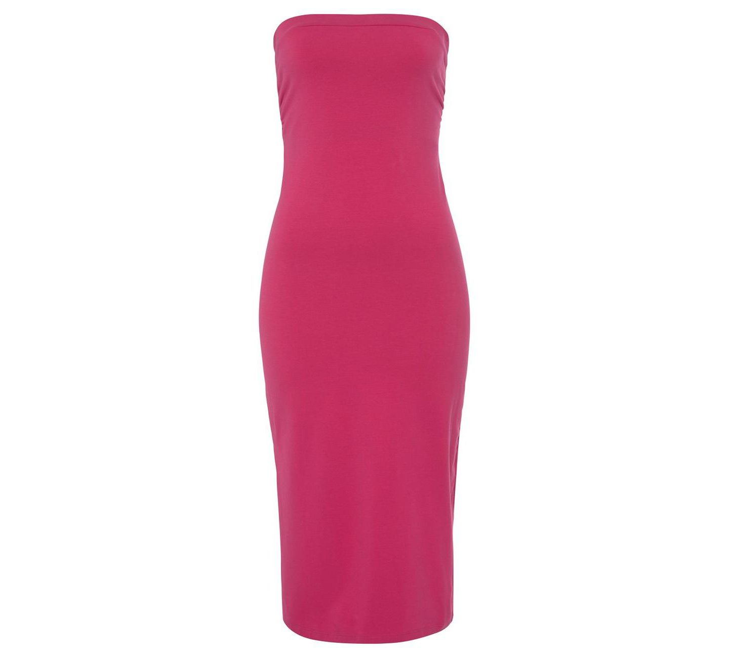 Женское платье LASCANA Cotton Strapless Back Cutout Column Bandeau Midi, цвет: Фуксия — фото 8