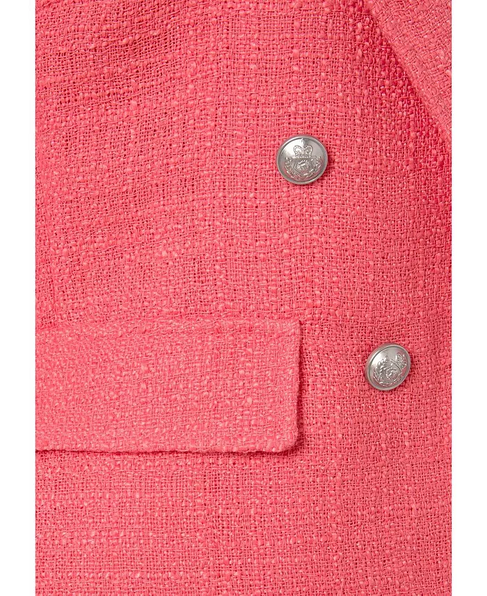 Women's Double Breasted Boucle with Pockets Blazer - thumbnail 4