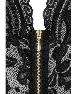 Women's Plunge Zipper Detail Teddy cup sizing