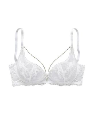 Women's Rhinestone Chain Lace Bra