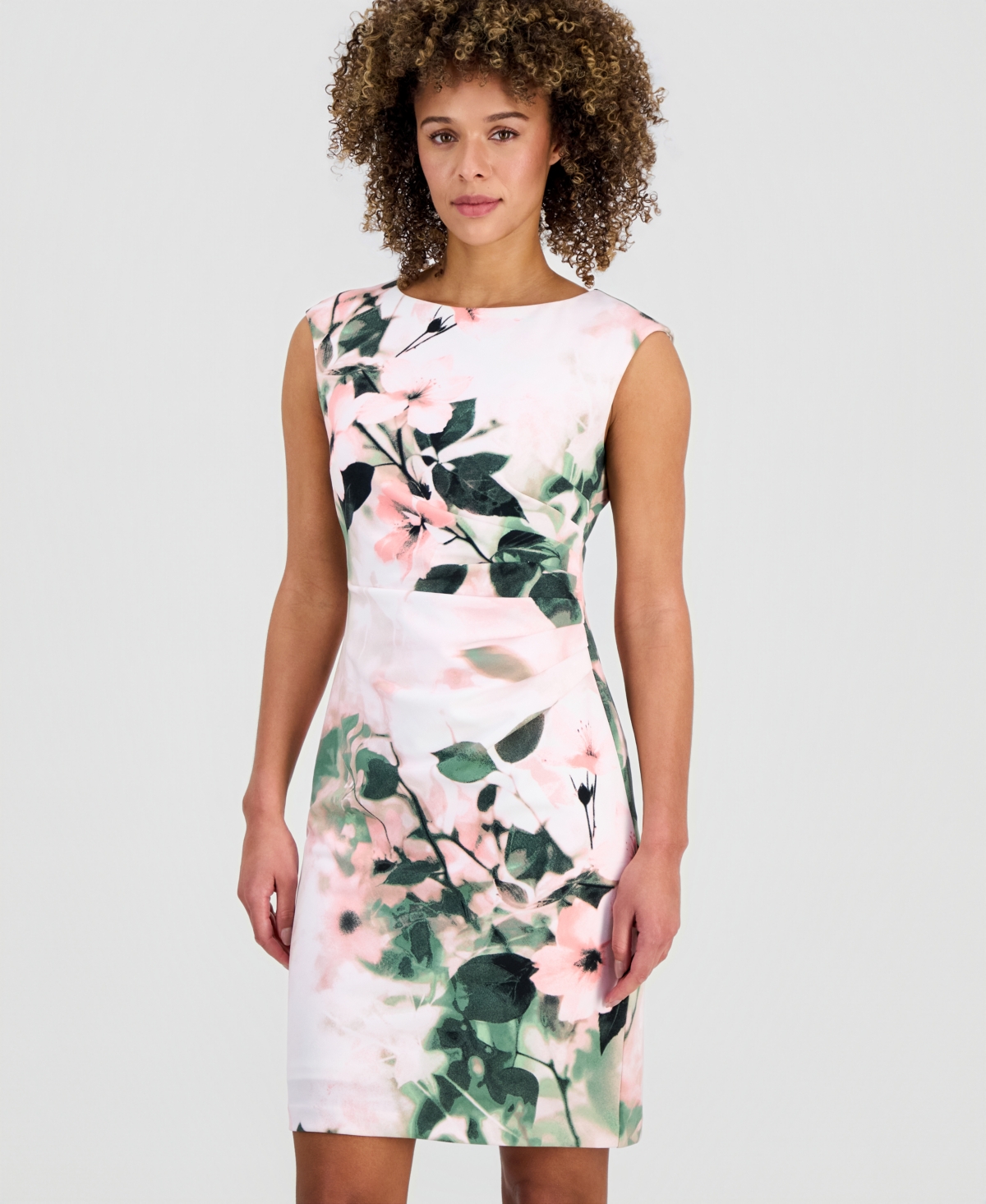 Kasper Women's Printed Boat Neck Sheath Dress