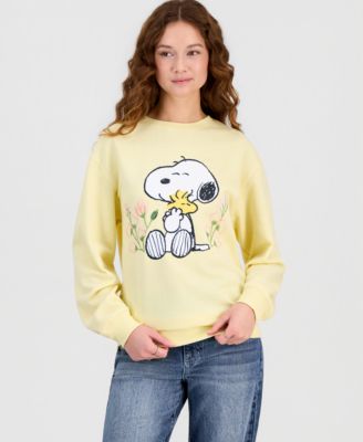 Juniors' Snoopy Tulip Crewneck Sweatshirt