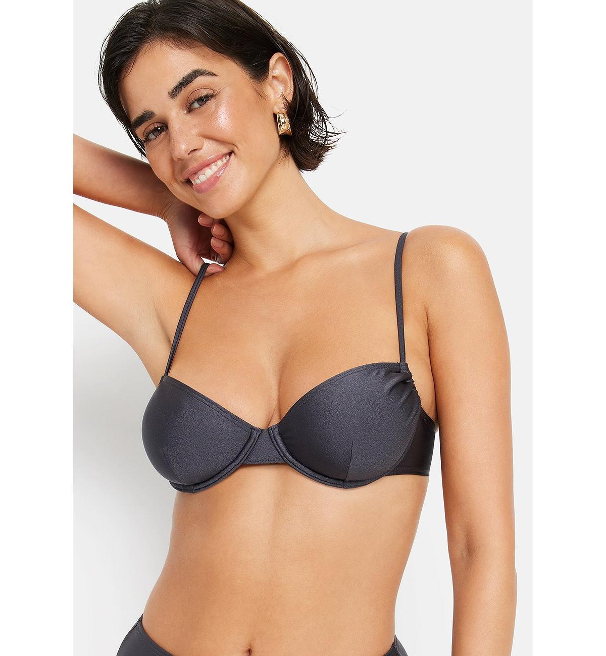 Lscn by Lascana Women's Shimmer Underwire Bikini Swimsuit Top Bra Sizing