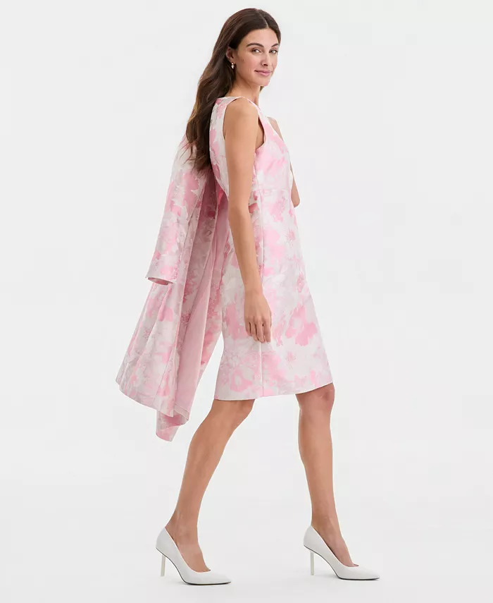Women's Floral Jacquard Empire-Seam Dress, Regular & Petite - thumbnail 4