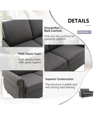 57.9" Orisfur Pull Out Sofa Bed Loveseat Sleeper with Twin Size Memory Mattress with Two USB Ports for Living Room Spaces